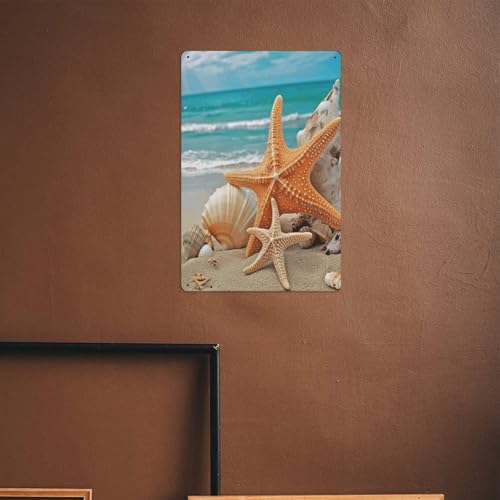 Letrero de estaño decorativo vintage de playa y arte de pared náutico para sala 7