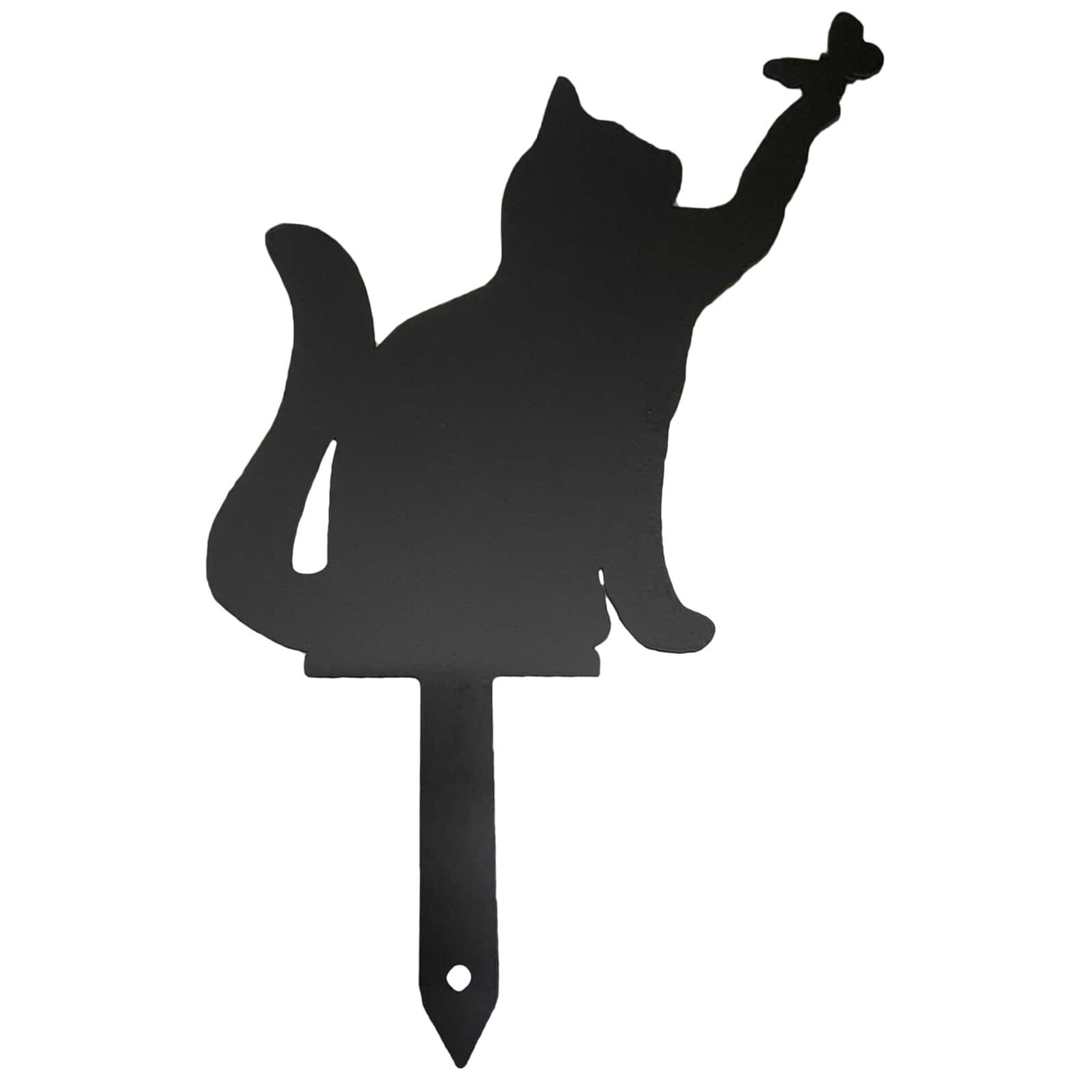 Figurine chat en métal noir décoration jardin extérieur silhouette animal fer forgé
