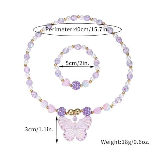 Colorful Crystal Beaded Butterfly Summer Beach Necklace Acrylic Butterfly Animal Necklace Bracelet Set for Women2