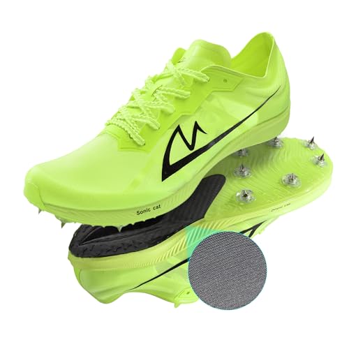 Track and Field Shoes for Men Women Kids Boys Girls Spikes Sneakers Track Race Jumping Track Shoes Professional Running Full-Length Carbon Plate Track Spikes Shoes (Green, Adult, Men, 7, Numeric, US Footwear Size System, Medium)