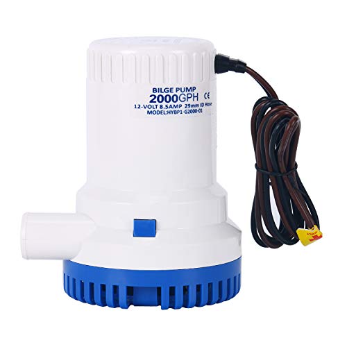 DasMarine 2000 GPH 12V Bilge Pump 1-1/8" Outlet 8.5A