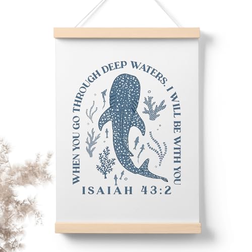 Image of PaJiaNi Whale Shark Christian Nursery Wall Art Decor for Boys Room, Ocean Whale Scripture Bible Wall Art, Christian Decor Poster for Nursery Kids Room Classroom,12x16 Inch