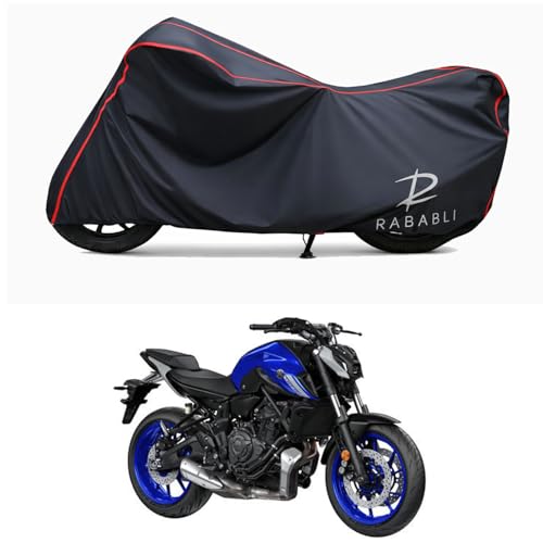 Image of Waterproof Bike Body Cover Compatible for | Yamaha MT-07 STD | Taffeta Fabric, Red Piping Design, Bottom Elastic Fit | Dustproof, Sun UV & Rain Protection for All Bikes