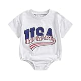Ayalinggo Baby 4th of July Outfit Newborn Boys Girls My First Fourth of July Outfits USA Bubble Romper Memorial Day Clothes 0-3 Months A Eembroidery USA