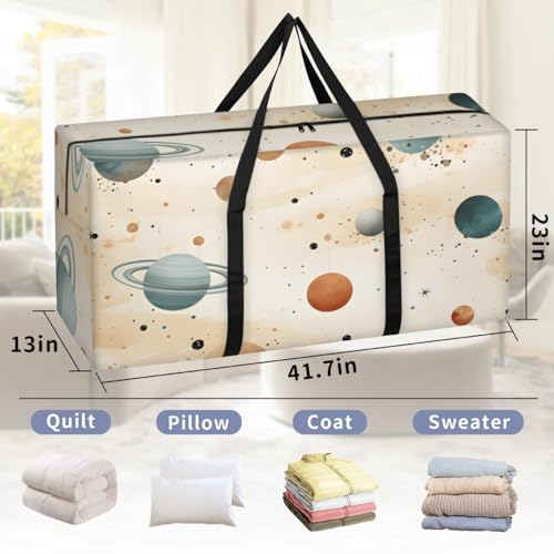 Artistic Galaxy Extra Large Moving Bags Heavy Duty Storage Bags Watercolor Galaxy Cloth Wrap Around Handles Double Zipper Reusable Convenient Foldable Storage Tote for Travel Camping Space Save2