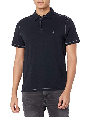 John Varvatos Star USA Men's Short Sleeve Peace Polo, Black, Large