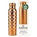 Sattva Ayurveda Botella de cobre de 950 ml, diseño de diamante, 99,94% cobre puro, botella de agua ayurvédica, hecha a mano y a prueba de fugas, desintoxicación, sin plástico