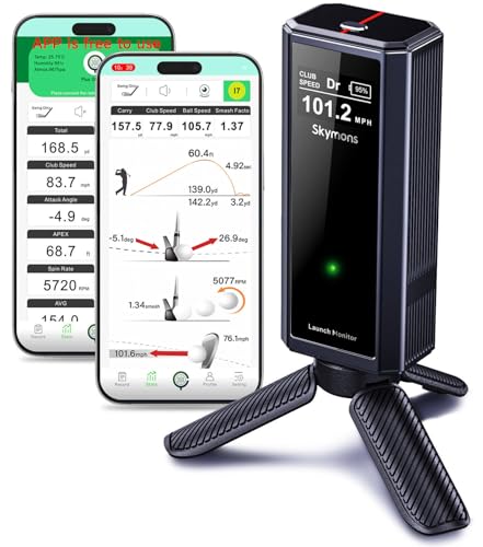Portable Golf Launch Monitor Pro X1 Plus, Simulators for Home & Training, Mobile Launch Monitor for Golf Swing Analysis, Tracker & Swing Analyzer, Indoor Outdoor Use, Up to 10 Hours Battery Life.