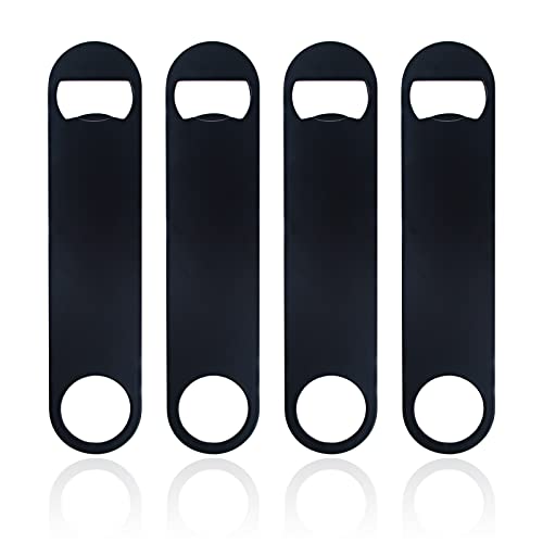 KTOJOY 4 PACK Stainless Steel Flat Bottle Opener, Beer Bottle Opener, 7inch, with Exquisite Packaging, for Kitchen, Bar or Restaurant, Black,