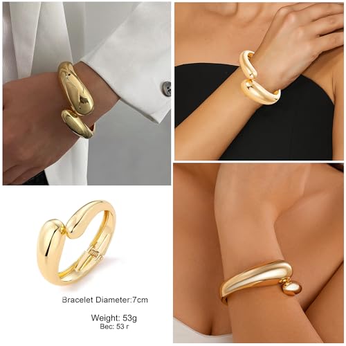 5Pcs Gold Chunky Cuff Bracelets Set for Women Boho Hippie Cuff Bangle Set Irregular Statement Stackable Thick Gold Bangle Bracelets for Festival & Everyday Wear3