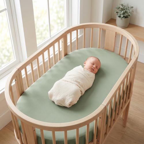 Image of Baby Bassinet Sheets for Baby Boy Girls,4-Pack Fitted Bassinet Sheets Set Compatible with Halo Bassinest Swivel Sleeper,Baby Delight,Angelbliss,32 inchX16 inch (African Forests)