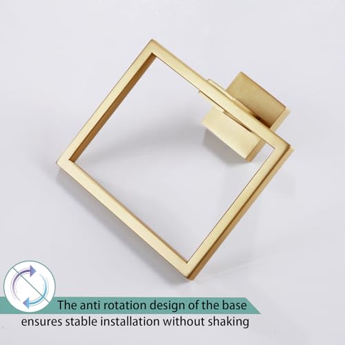 Image of KOKOSIRI Hand Towel Ring Shower Towel Hanger Holder Bath Towel Holder Bathroom Lavatory Stainless Steel Wall Mount, Brushed Gold, B3004BG