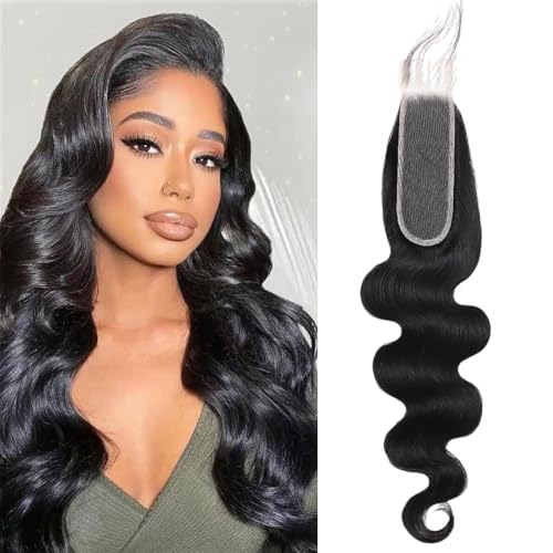2x6 Lace Closure Body Wave HD Lace Closure Pre Plucked 100% Brazilian Virgin Human Hair Extensions for Black Women with Baby Hair Free Part Natural Color 12 Inch