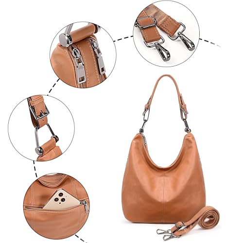 YALUXE Women's Genuine Leather Shoulder Bags Slouchy Hobo Handbags Purses4