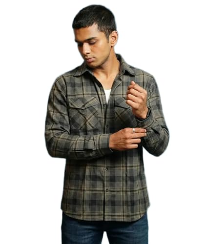 Image of RuggedNap Checked Cotton Shirt for Men | Premium Casual Plaid Shirt, Soft Breathable Everyday Wear