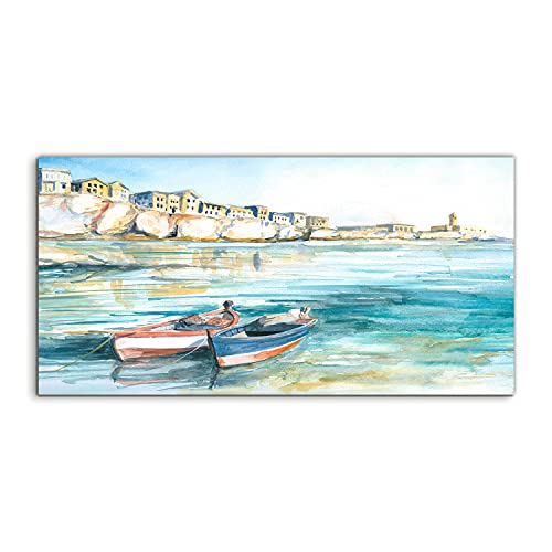 Tableau en acrylique haut de gamme de 120x60cm au design d'art abstrait Watercolor Coast