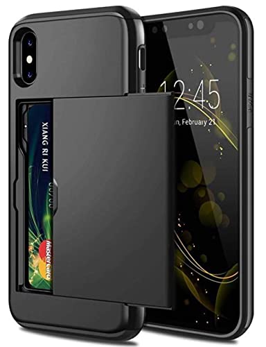 Porte-cartes iPhone 7 Plus et XR coque antichoc noire avec fente