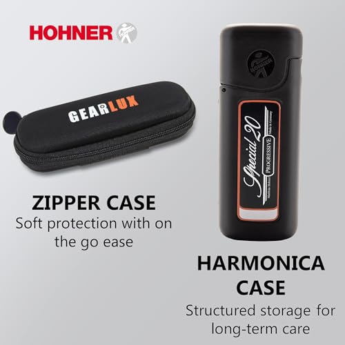 Hohner 560 Special 20 Harmonica Bundle with Carrying Case, Pouch, Harmonica Beginner Manual, and Austin Bazaar Polishing Cloth - Key of C