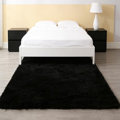 Tapis poils longs salon lavable pour éliminer le froid du sol 160x285 cm noir - 2