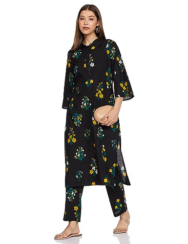 Image of Amazon Brand - Myx Women's Printed Kurta and Pant set in Cotton (Available in Plus Sizes)