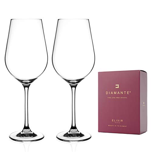DIAMANTE Red Wine Glasses Pair - ‘Auris’ Collection Undecorated Premium Crystal - Set of 2 - Image 3