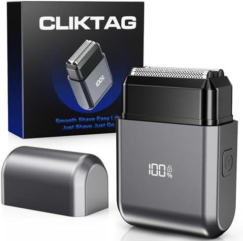 Mini Electric Razor for Man: Electric Foil Shavers for face - IPX7 Waterproof Cordless Razor with LED Display Fast Charge Micro-Comb Technology Upgraded Blades, Carbon Grey