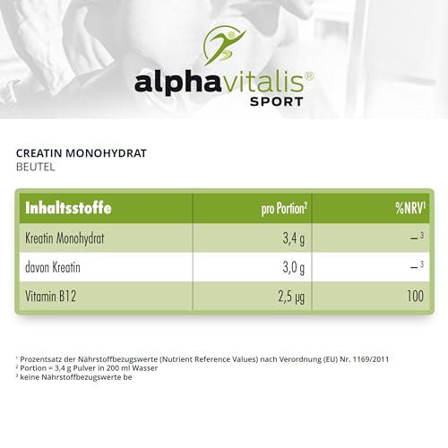 Foto von Creatin Monohydrat Pulver 200g (Mesh 200) - Kreatin Monohydrat Pulver - hochdosiertes Creatin Monohydrat Pulver vegan - Creatin Monohydrat mit B12 für Bodybuilding, Kraftsport & Fitness