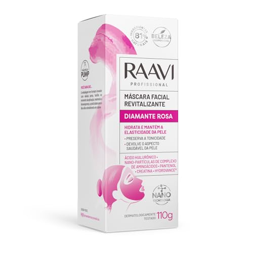 Máscara Facial Revitalizante Diamante Rosa Raavi 110g