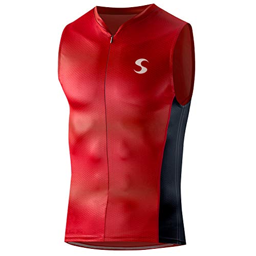 Synergy Men's Race Tri Tank Top Singlet (Red Geo, Medium)