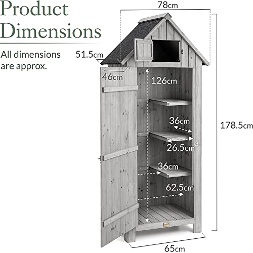 CHRISTOW Slimline Garden Shed, Outdoor Tool Storage, Compact Utility Sentry with Lockable Door and Roof Hatch - Image 6
