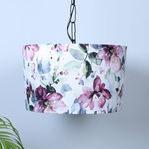 Image of tu casa Cobra Saffron Print Fabric Glow Pendent Light Hanging Lamp for Bedroom, Living Room, Lounge, Office, Gifting Area Without Bulb for Home Decoration (Height - 20 inch)