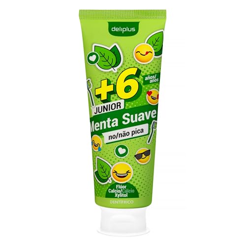 Pasta de Dientes Infantil con Flúor para Niños +6 Años, Sabor Menta Suave, Tubo de 75 ml