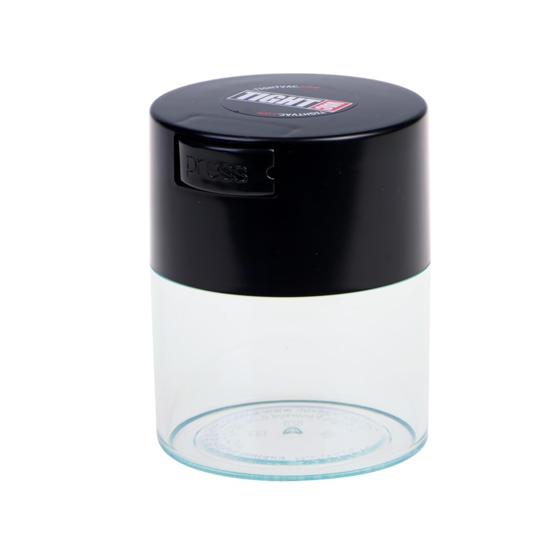 Tightvac - 1/2 oz to 3 ounce Airtight Multi-Use Vacuum Seal Portable Storage Container for Dry Goods, Food, and Herbs - Black Cap & Clear Body