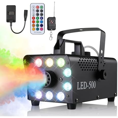 Fog Machine, Smoke Machine with 10 LED,500W, Light 13 Color Lights Effect, Fog with 2 Wireless & 1 Wired Remote Control, for Party, Wedding, Holiday, Stage Cover