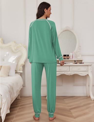 Image of Ekouaer Pajamas Set for Women Soft Comfy Pjs Sets Long Sleeve Sleepwear Loungewear S-XXL