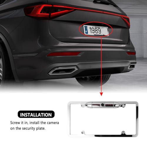 Image of License Plate Backup Camera,HD Night Vision Reverse Camera with 8 LED,170Wide Angle IP67 Waterproof Car Rear View Camera Fits Car Truck SUV RV with US License Plates (Silver)