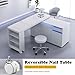 HolaiNail L-Shaped Manicure Table with Storage Cabinet, Drawer & Shelf, Rotating & Convertible Nail Tech Desk, Modern Nail Salon Table with LED Light, White