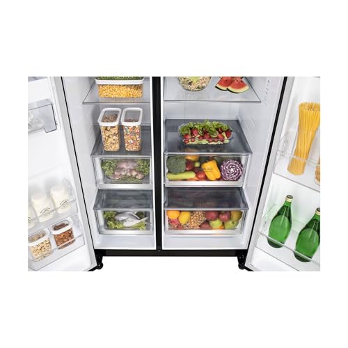 Image of LG 650L Side by Side Refrigerator, Wi-Fi Convertible, DoorCooling+, Smart Inverter Compressor, Black Mirror Finish, 3 Star (GLB257DBM3, 2025 Model)