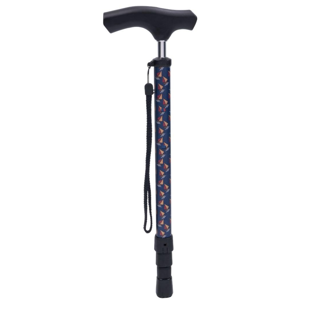 Bastón Telescópico Extensible Easy, Plegado Rápido sin Esfuerzo, Altura Ajustable 74-91 cm, Puño de Madera, Bastón para Caminar y Pasear, 320 g