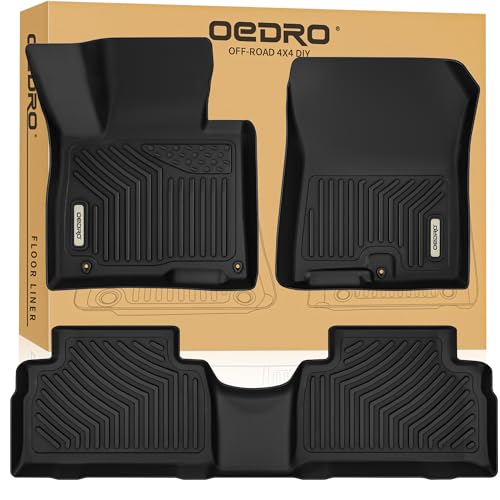OEDRO Floor Mats Fit for 2021-2023 Hyundai Santa Fe 5 Seat, All Weather Protection Car Mats TPE Accessories Includes Front and Rear Row Full Set