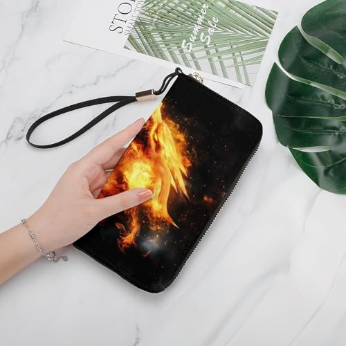 Fiery Dragon PU Leather Clutch Long Bifold Wallet, Coin Purse Credit Pass Case, Durable Card-Holder Money Storage for Women Men4