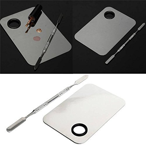 Miniatura 5 de Onwon Paleta de maquillaje cosmético profesional profesional de acero inoxidable para mujer, sombra de ojos, paleta de maquillaje con espátula