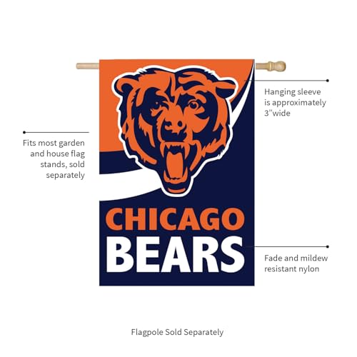 Team Sports America 13B3805R Nfl Chicago Bears House Flag, 28 X 44, Double Sided Garden Flags For Outside, Outdoor Flags & Banners thumb #4