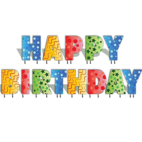 Victorystore Colorful Happy Birthday Letters Yard Sign, 20 Inch Letters, Set Of 13 Letters, Includes Stakes, Confetti Pattern (20"H) #TOP4