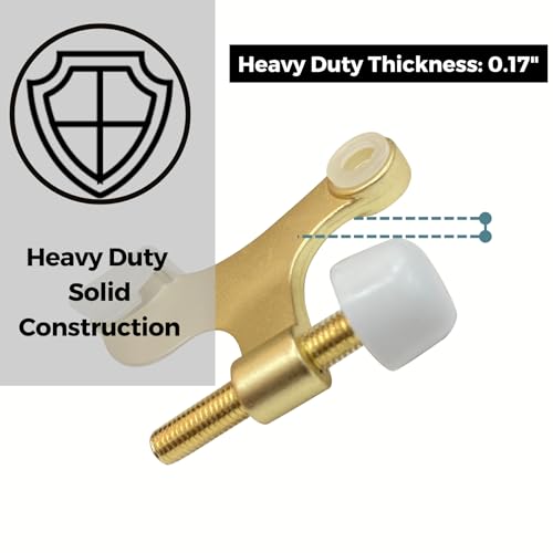 Image of 5 Pack Hinge Pin Door Stopper Satin Brass Matte Gold Adjustable Heavy Duty Door Stops with Rubber Bumper Tips, Easy No Drill Installation | HOWTOOL