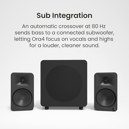 Image of Kanto ORA4 140W Powered Reference Speakers with Bluetooth 5.0 and USB-C Input | 4 inch Woofers with Deep Bass Extension | Bi-Amplified | 80 Hz Automatic Crossover | Reference Quality Sound | Pair | Moon