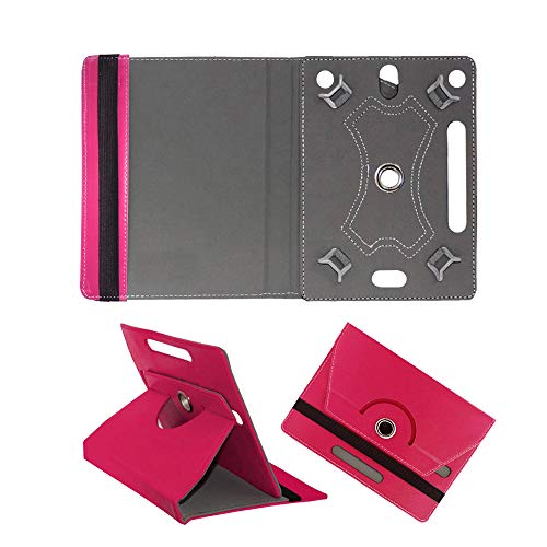 Image of Fastway Rotating Leather Flip Stand Case Cover for DOMO Slate SL36 OS9 SC 10.1-Inch Tablet (Pink)