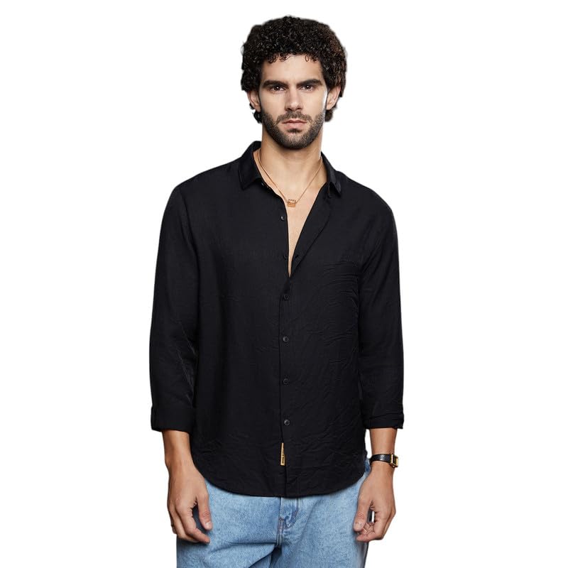 Image of CAHOOT Men's Shirt for Casual Wear | Spread Collar | Long Cuffed Sleeves | Button Closure | Shirt Crafted with Comfort Fit for Everyday Wear
