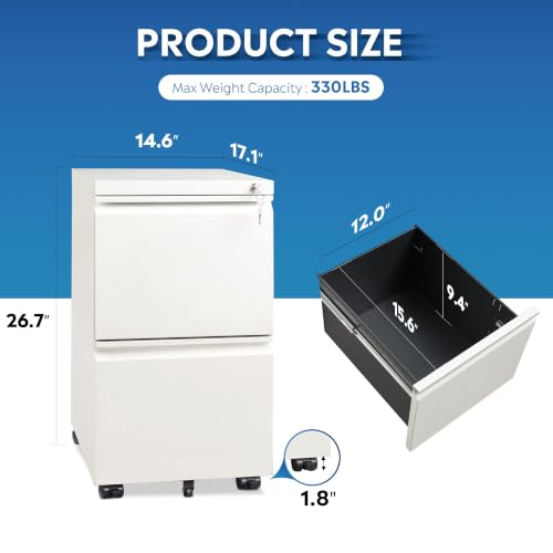 Image of DEVAISE 2 Drawer File Cabinet with Lock for Home Office, Fully Assembled