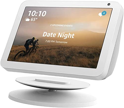 Sintron Smart Display Stand for Echo Show 5 & Echo Show 8 (1st Gen and 2nd Gen) - Adjustable Magnetic Stand Mount with 360 Degree Rotation, Swivel and Tilt Function, and Anti-Slip Base (White)